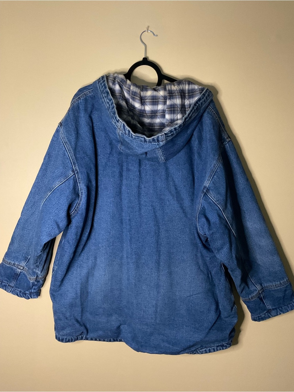 Braetan Plus Blue Denim Hoodie Jacket with Plaid Lining - Picture 3 of 7
